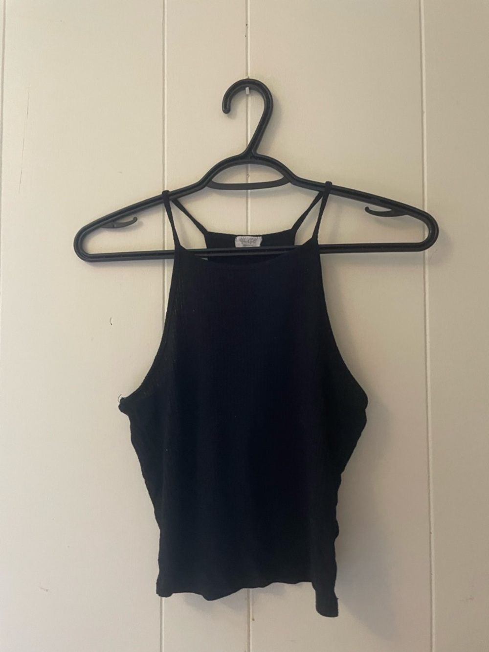 Brandy Melville Black Ribbed Halter Tank
